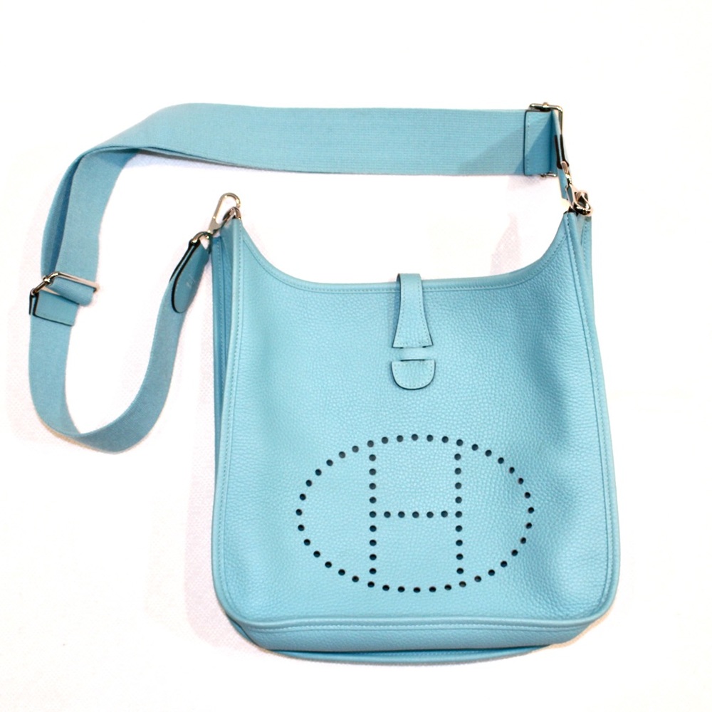 Hermes Evelyne Clemence bag in light blue